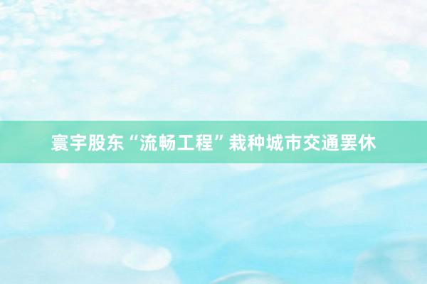 寰宇股东“流畅工程”栽种城市交通罢休