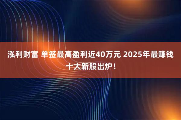 泓利财富 单签最高盈利近40万元 2025年最赚钱十大新股出炉！