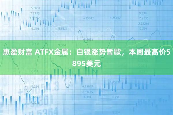 惠盈财富 ATFX金属：白银涨势暂歇，本周最高价5895美元